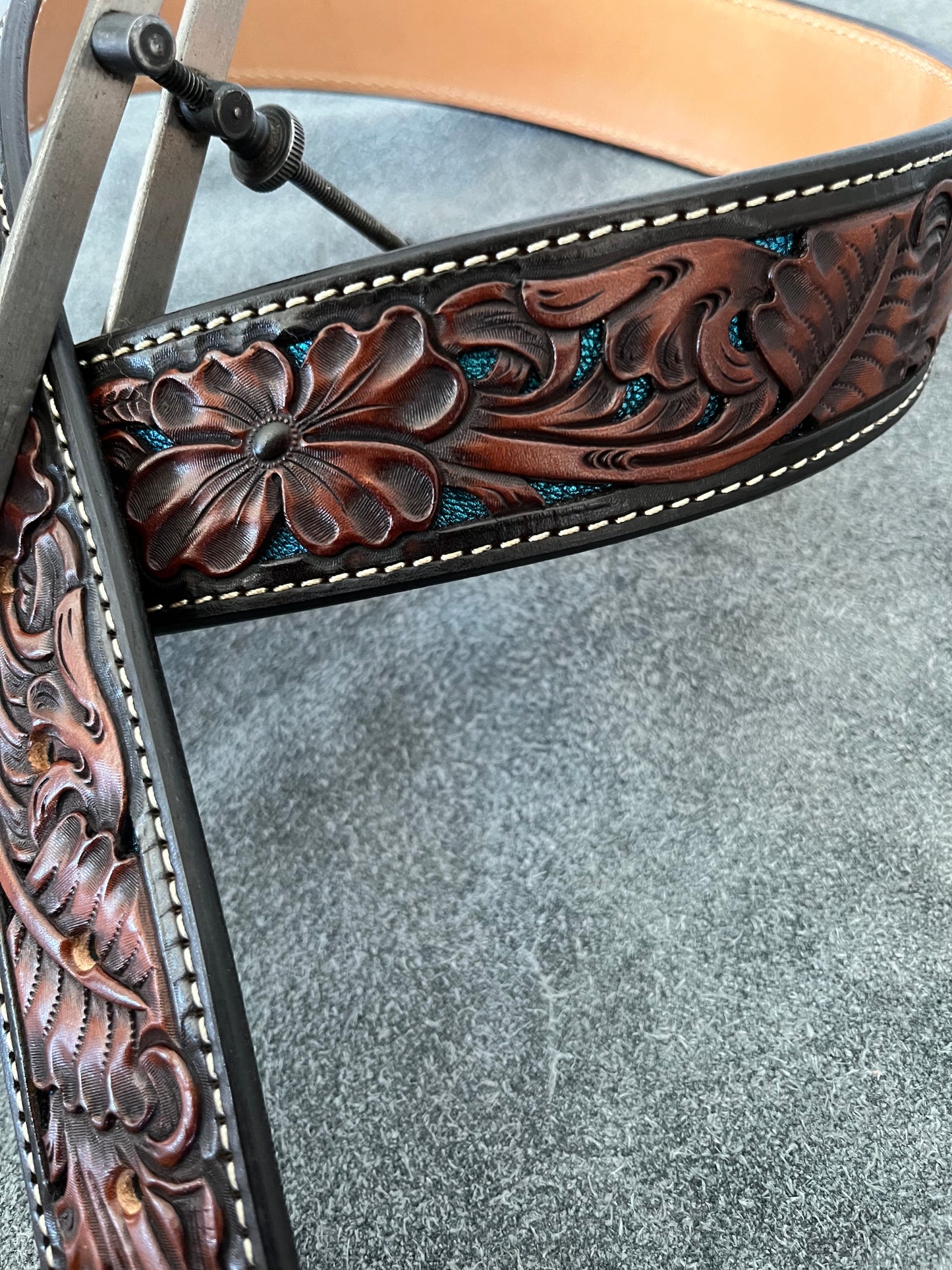 Size 32 candy blue inlayed belt