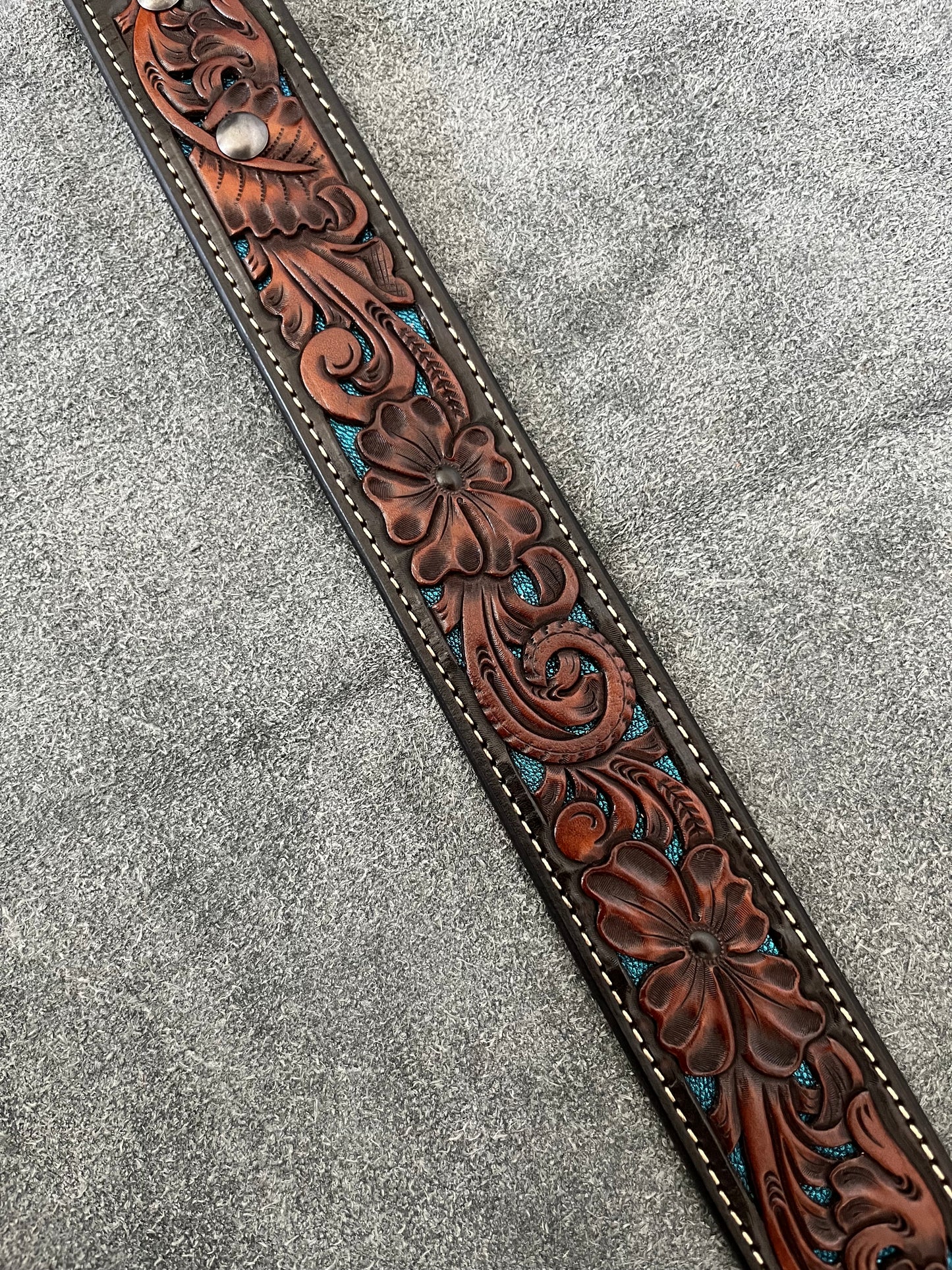 Size 32 candy blue inlayed belt
