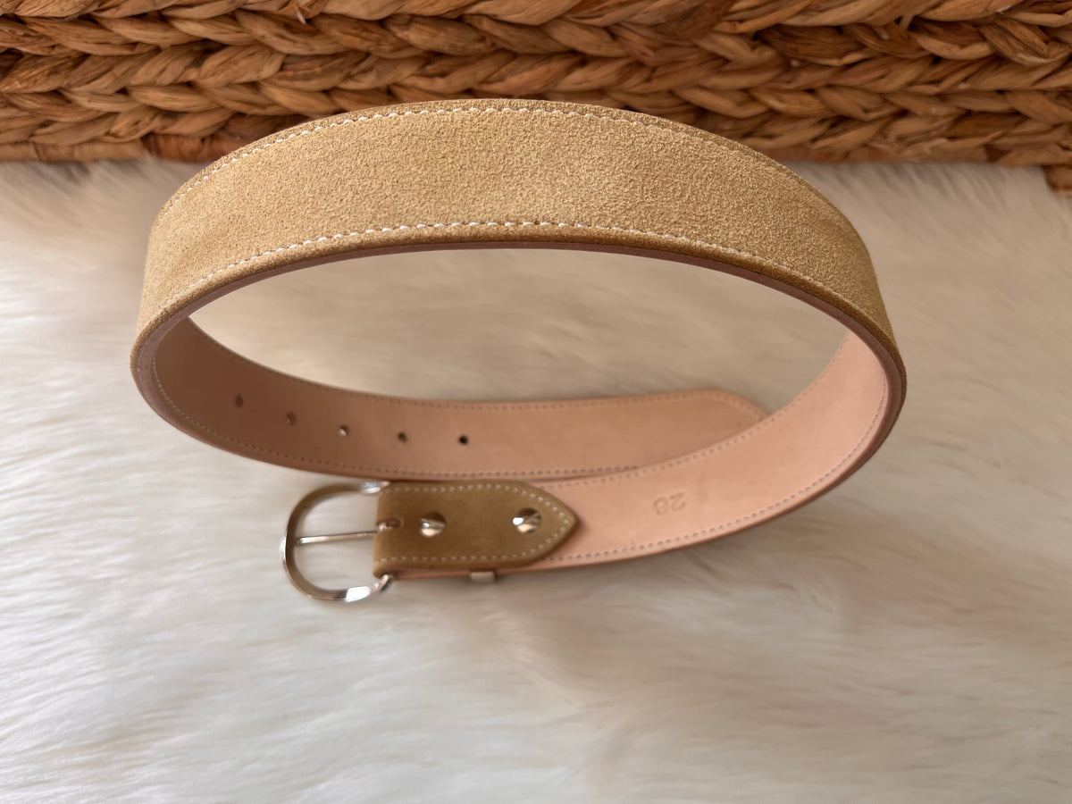 Beige Suede Belt  single stitching