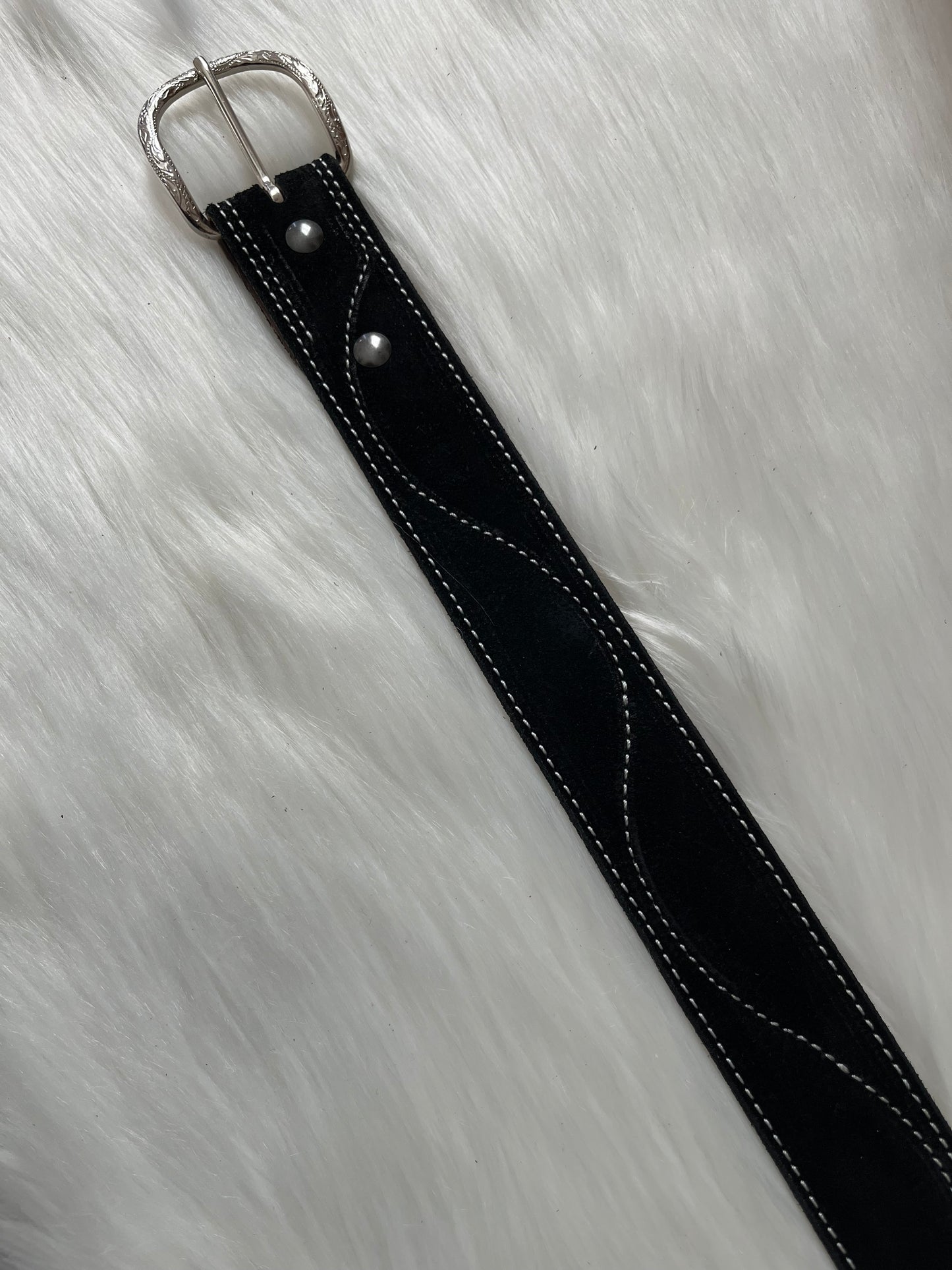 Black suede belt  River Stitching