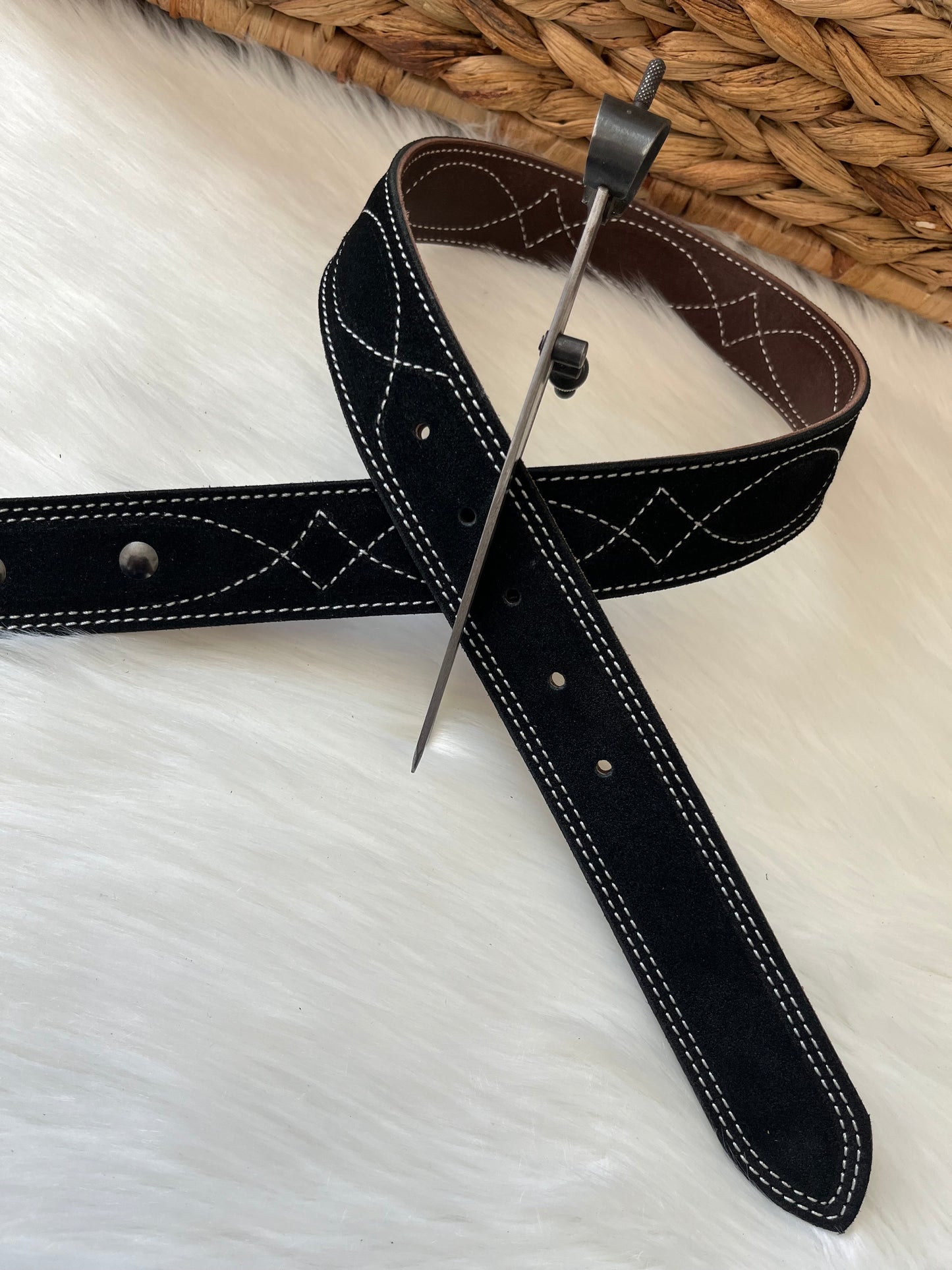 Black suede belt   Gunslinger stitching