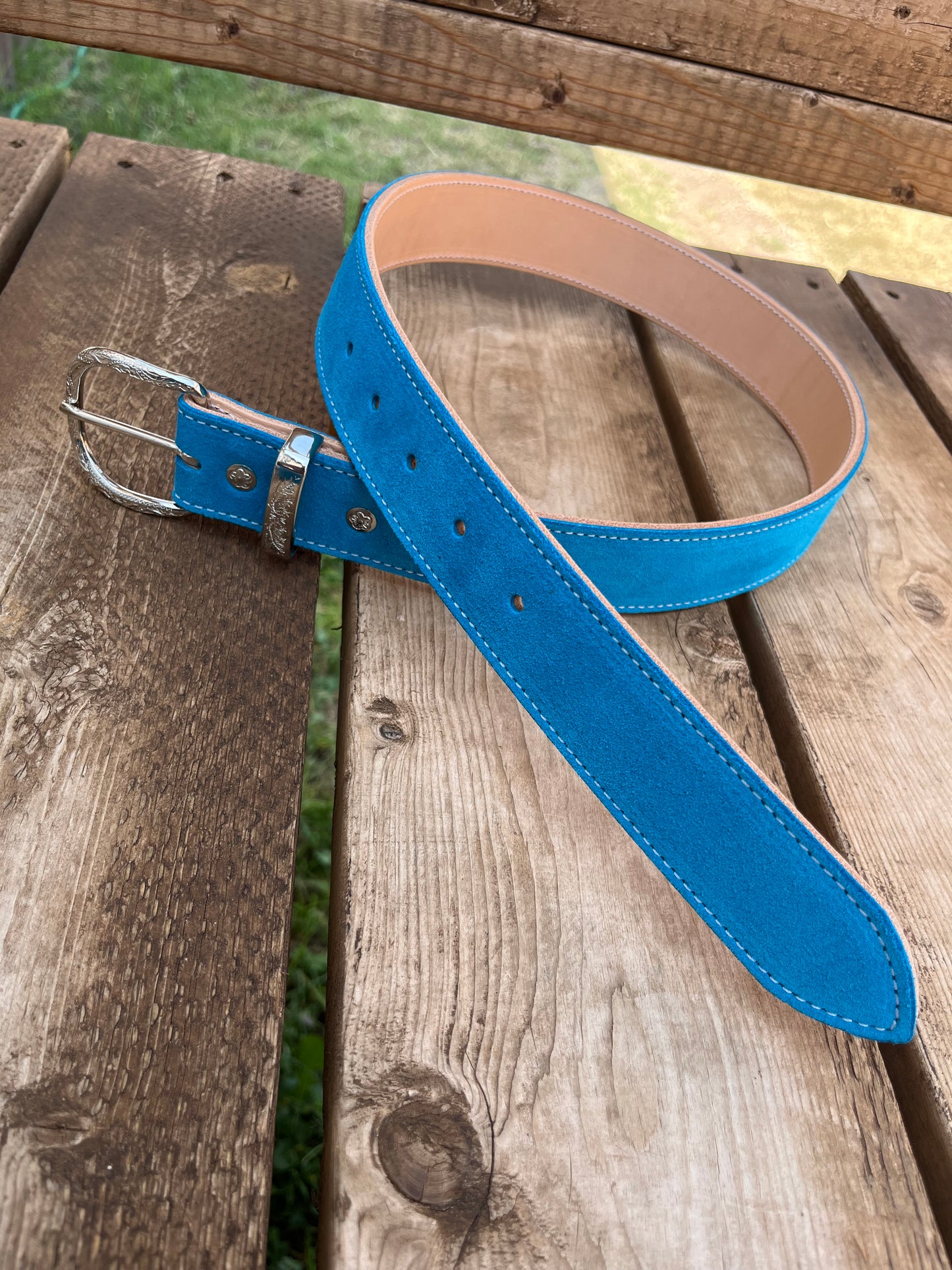 Turquoise suede belt