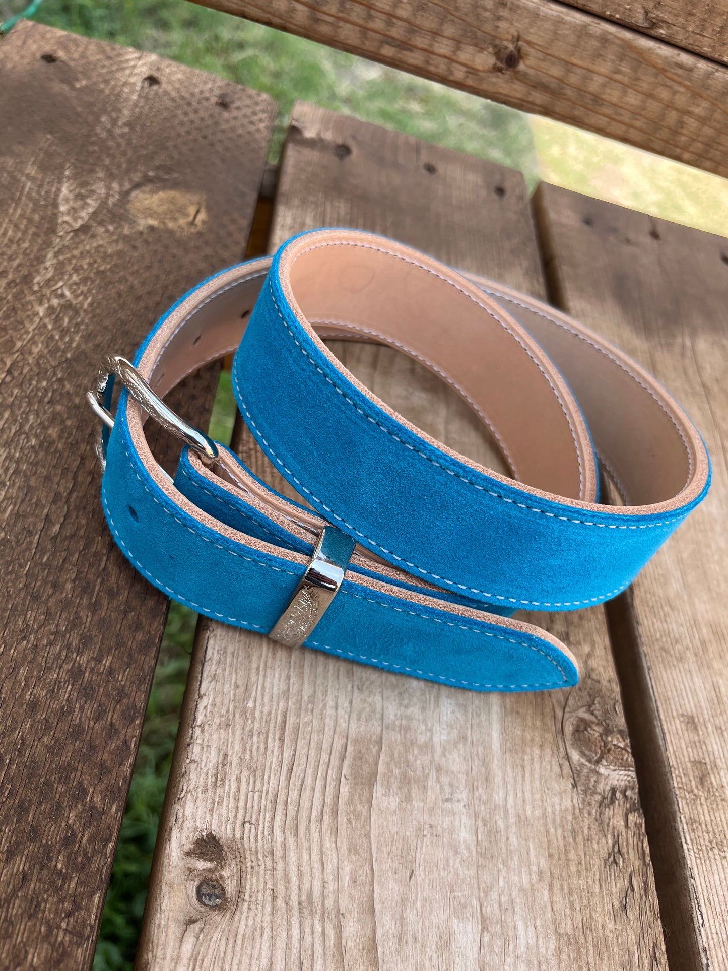 Turquoise suede belt