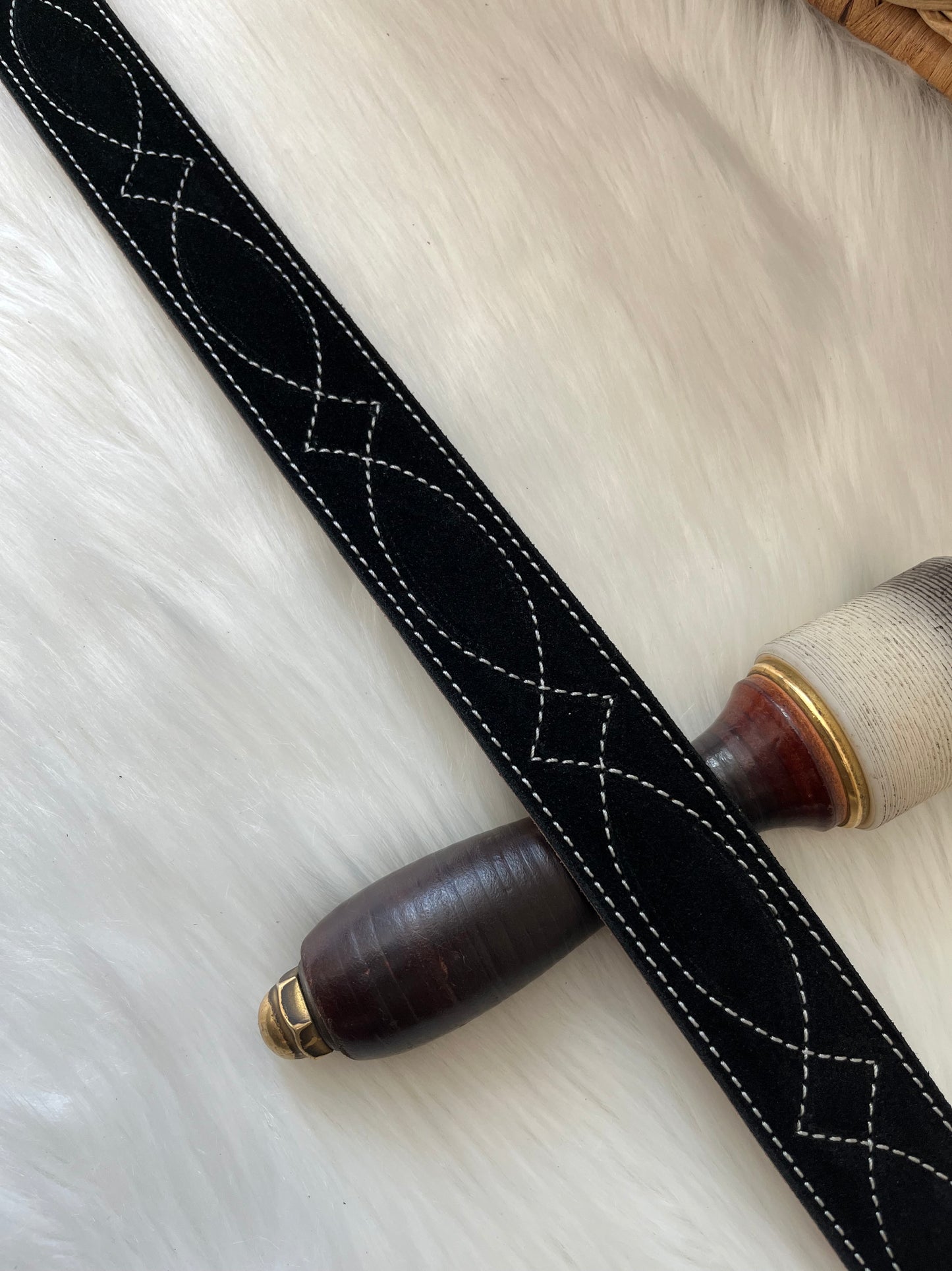 Black suede belt   Gunslinger stitching