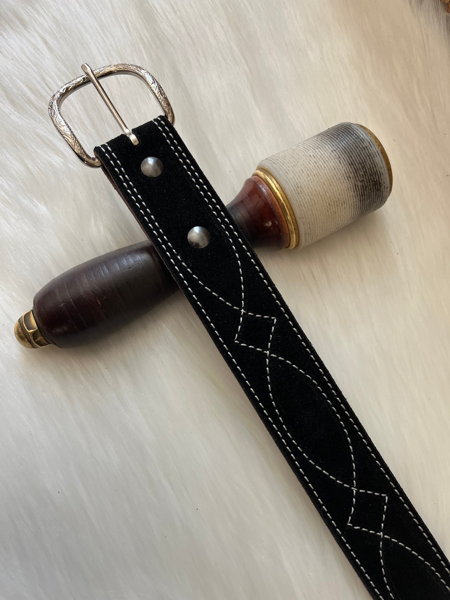 Black suede belt   Gunslinger stitching