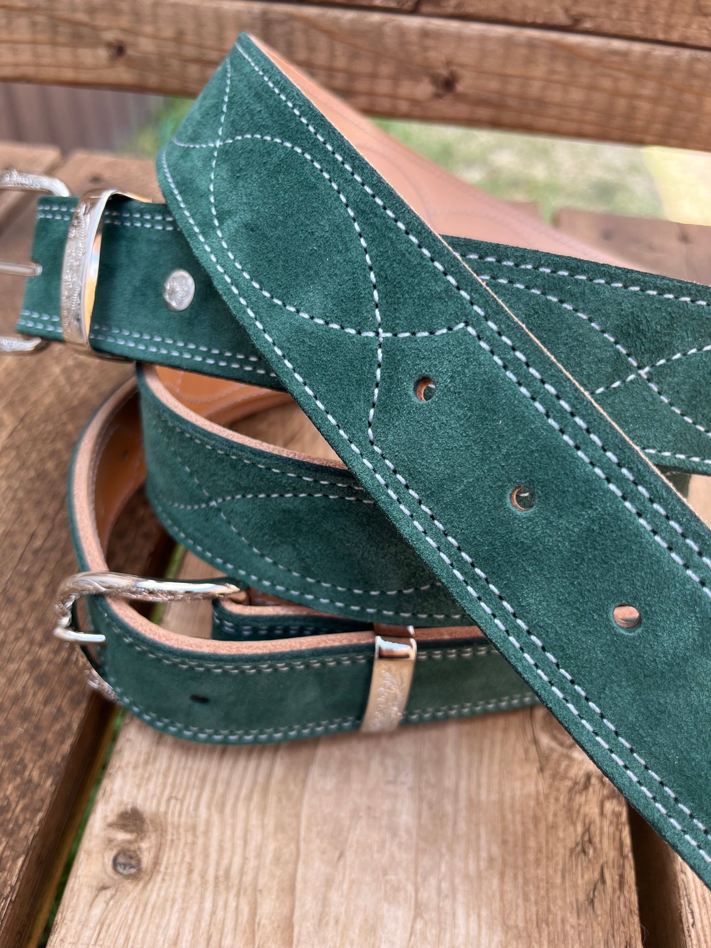 Green suede belt