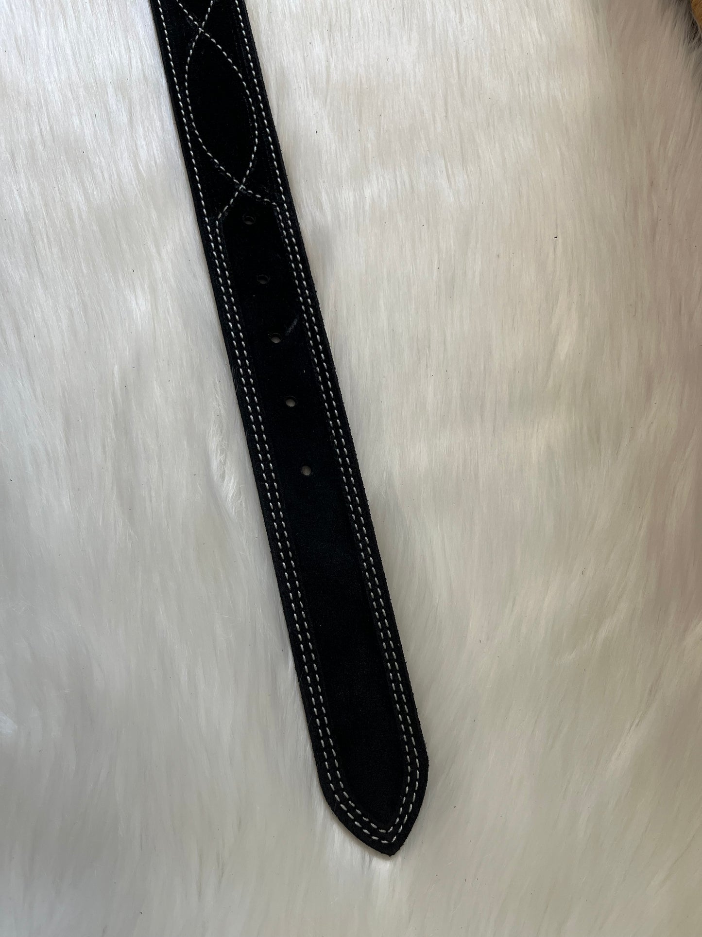 Black suede belt  Oval stitching