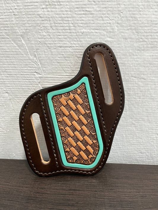 This 3 tone sheath will fit a average size folding pocket knife